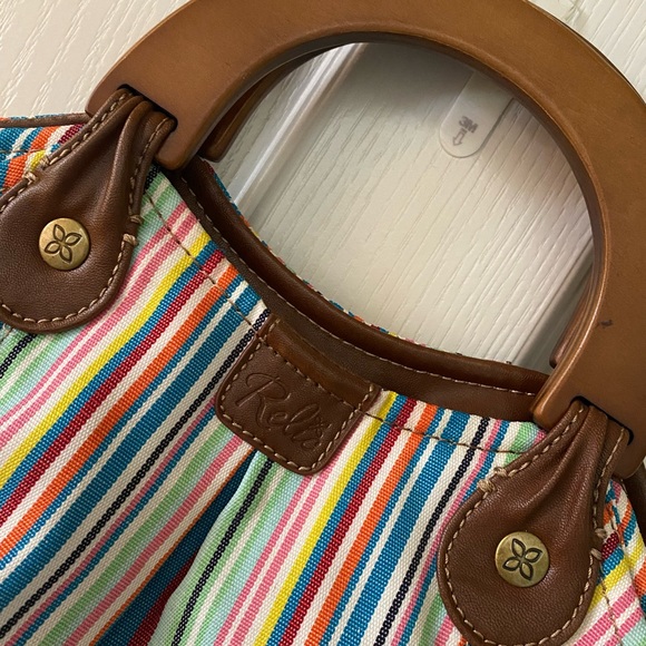 Relic tote with wooden handles striped pattern - Picture 2 of 4